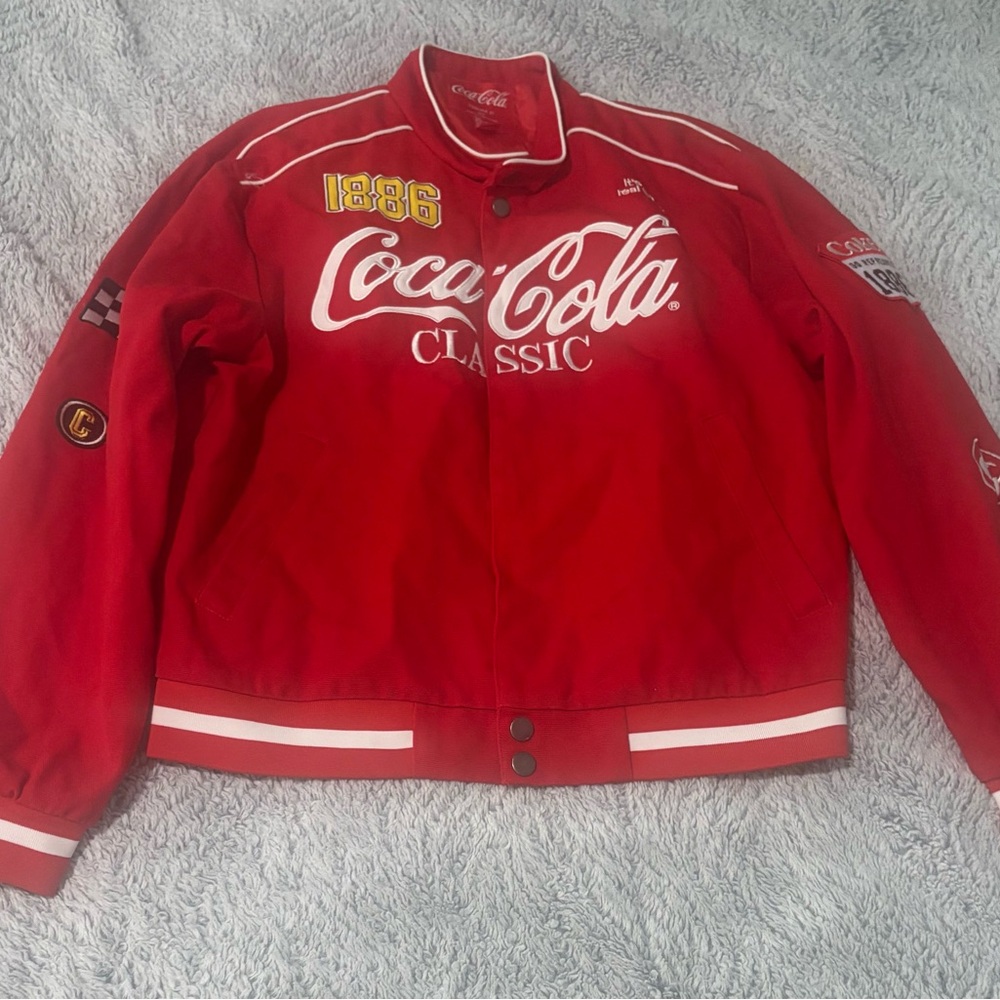 Coca Cola Red Classic Patch Bomber Jacket men siz… - image 11